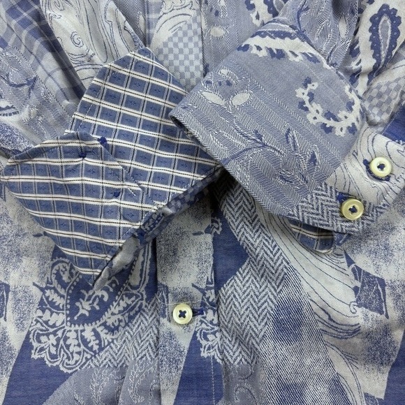 Thomas Dean Mens XL Big & Tall Pima Cotton Patchwork Paisley Shirt Artcore Luxe - Picture 6 of 12